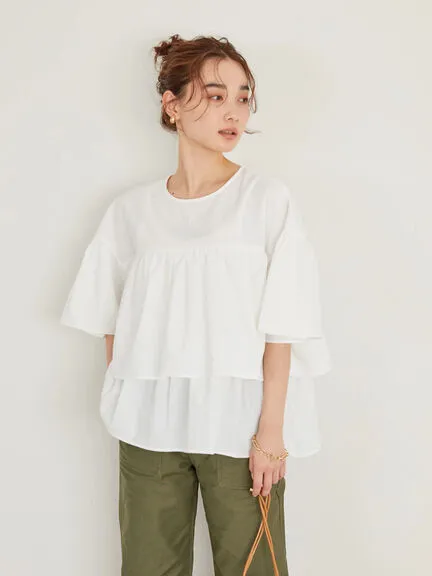 Akigawa Tiered Half Sleeve Blouse