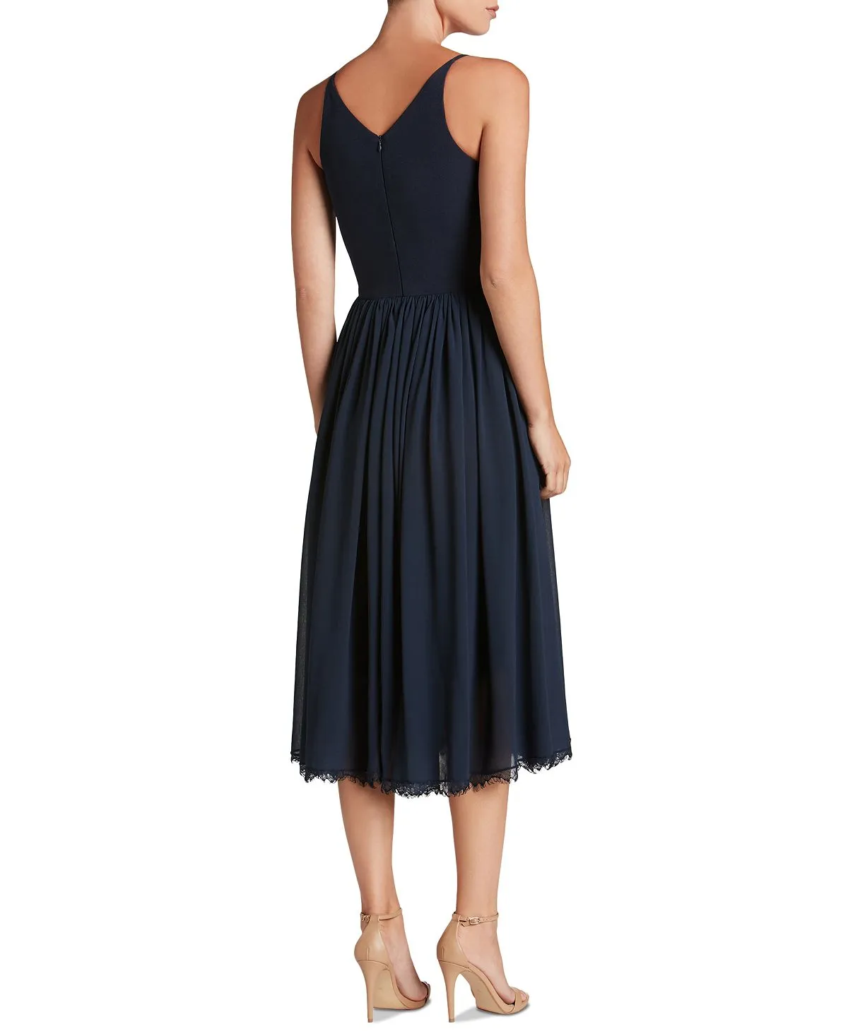Alicia dress with lace hem Dress the Population, blue