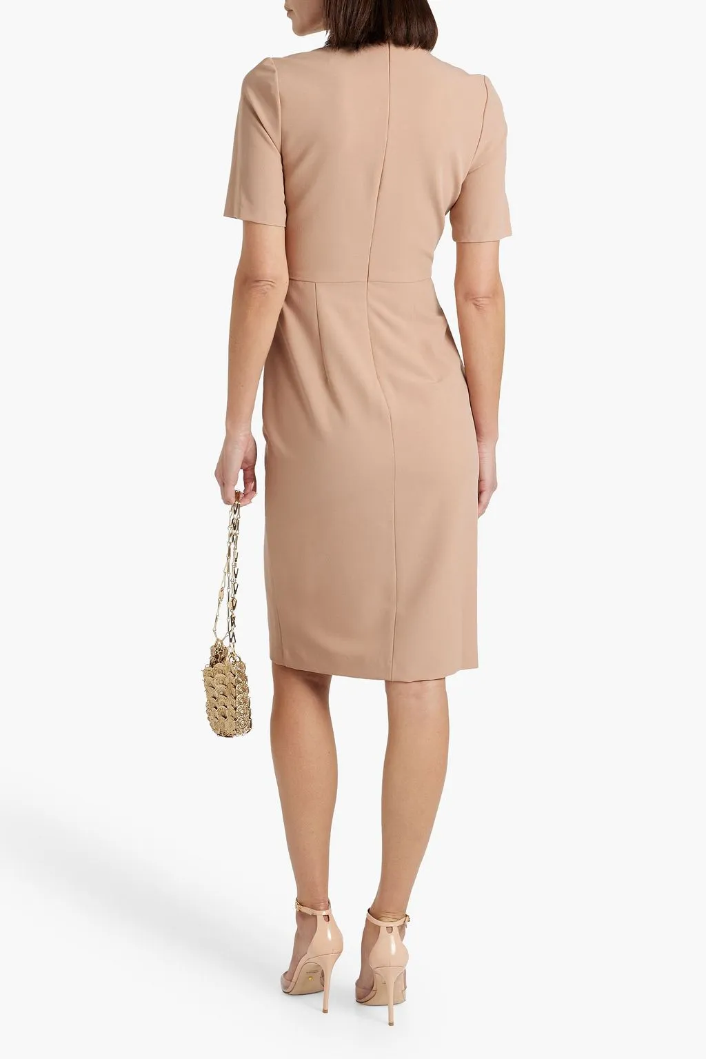 Alondra high neck crepe dress BLACK HALO, sand