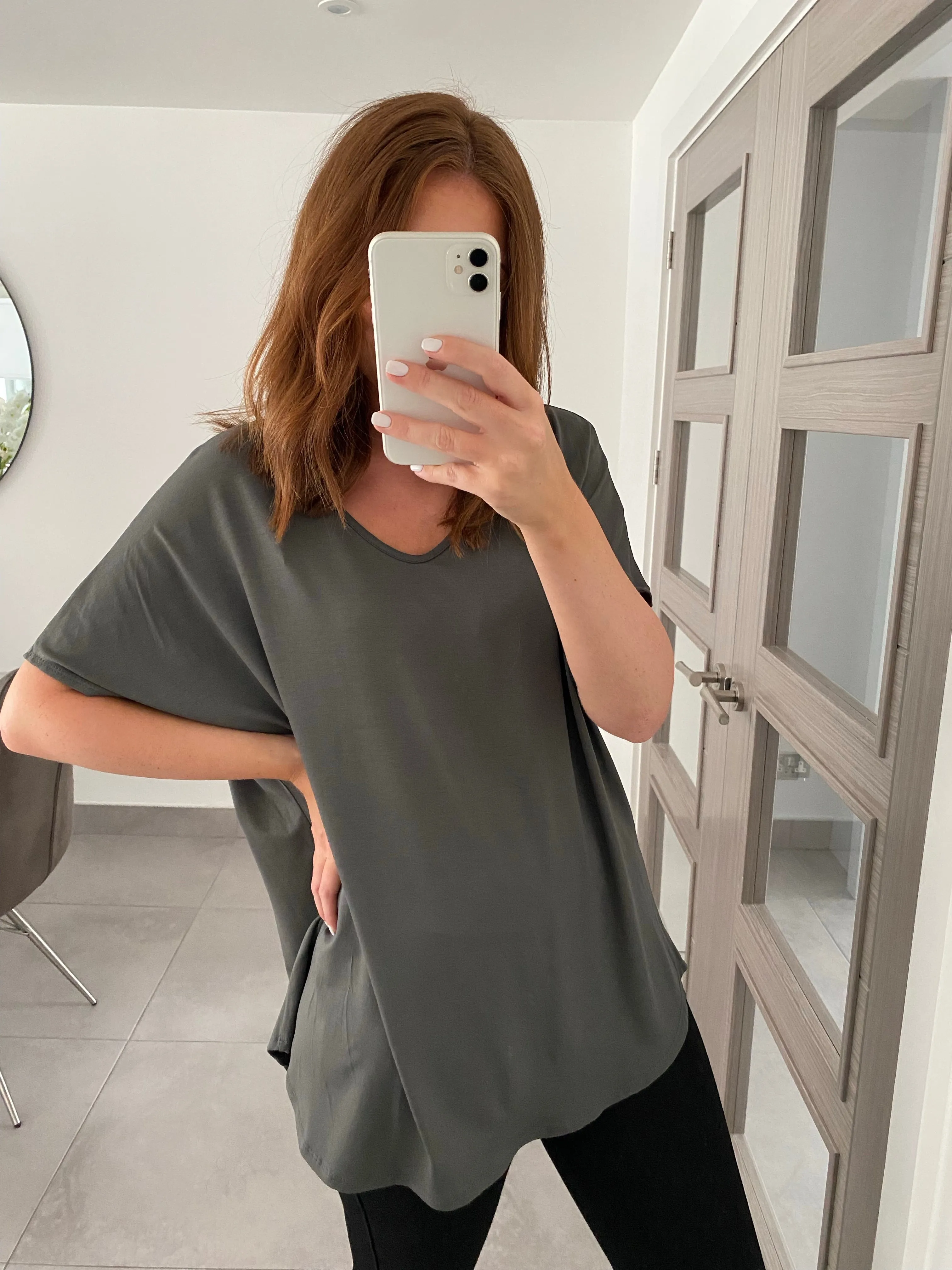Basic V Neck T Shirt  - Dark Grey