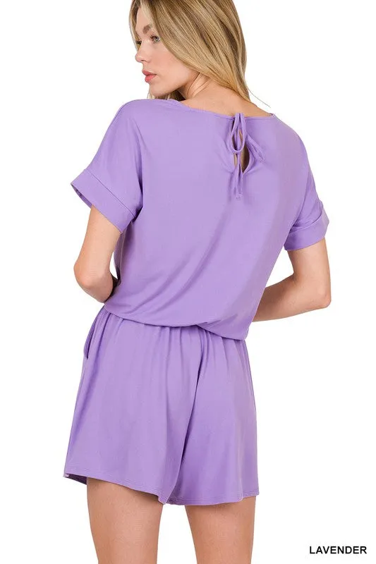 Brushed DTY Romper with Pockets