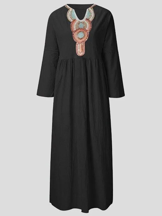 Casual V-neck Long Sleeve Dress