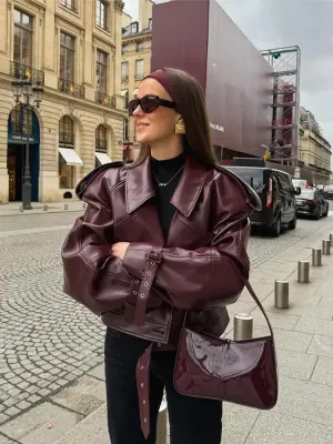 Clara  Elegant Leather Jacket