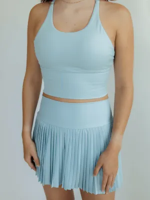 Cloud Blue "Maddie" Full Pleat Active Skirt with Pockets in Shorts Liner