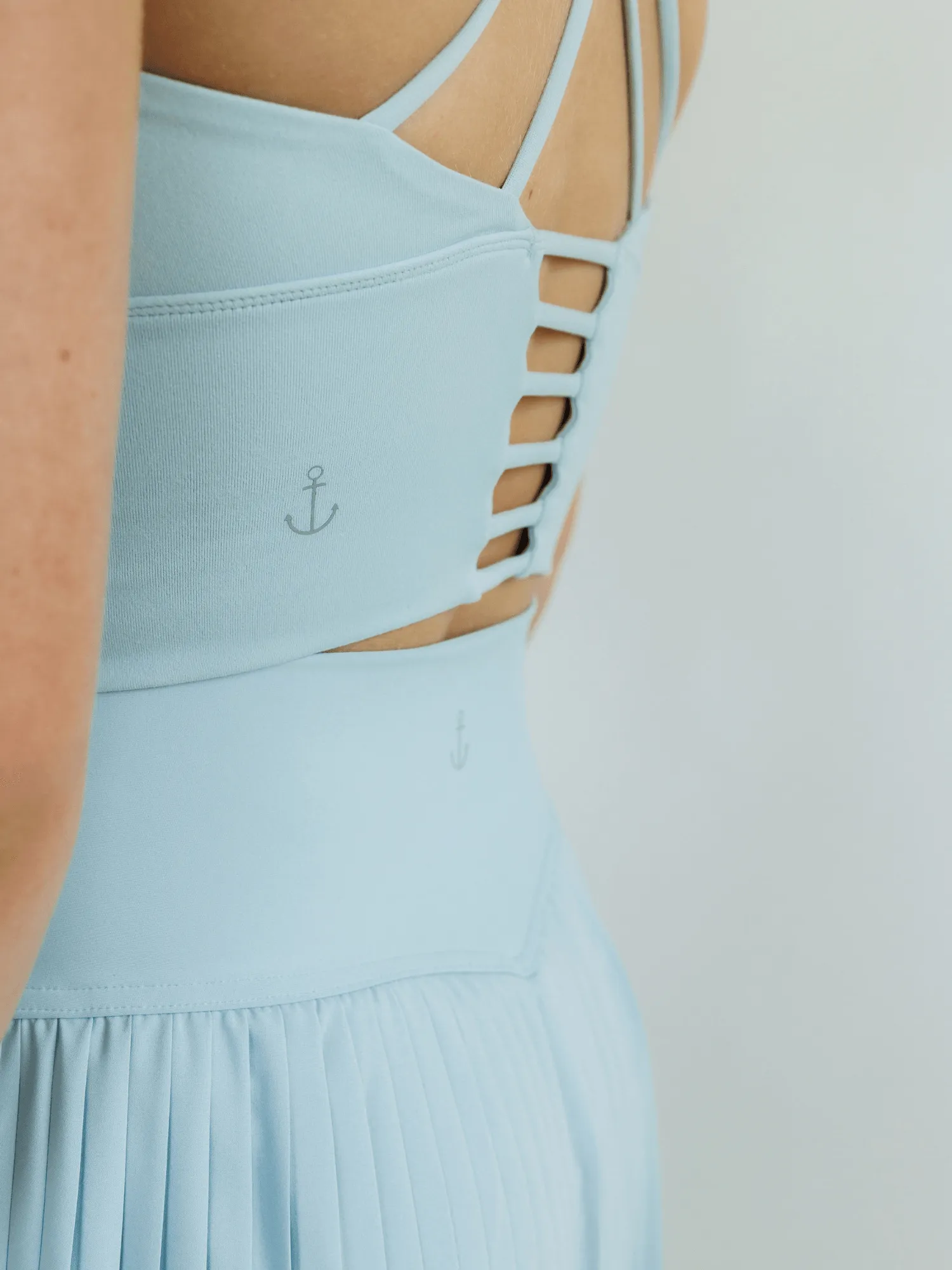 Cloud Blue "Maddie" Full Pleat Active Skirt with Pockets in Shorts Liner
