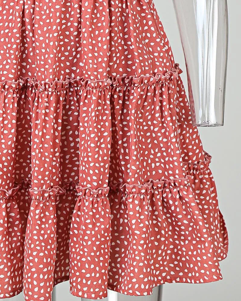 Dunnmall Floral V Neck Smock Dress
