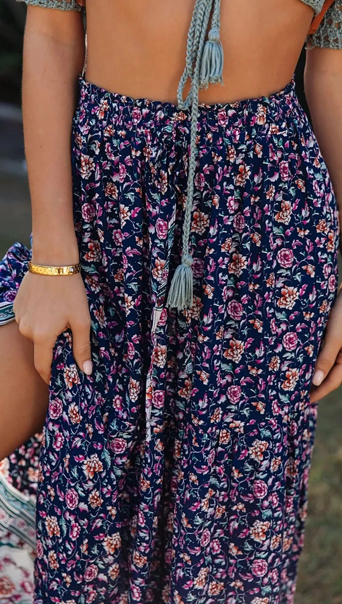 Floral Boho Casual Maxi Skirt
