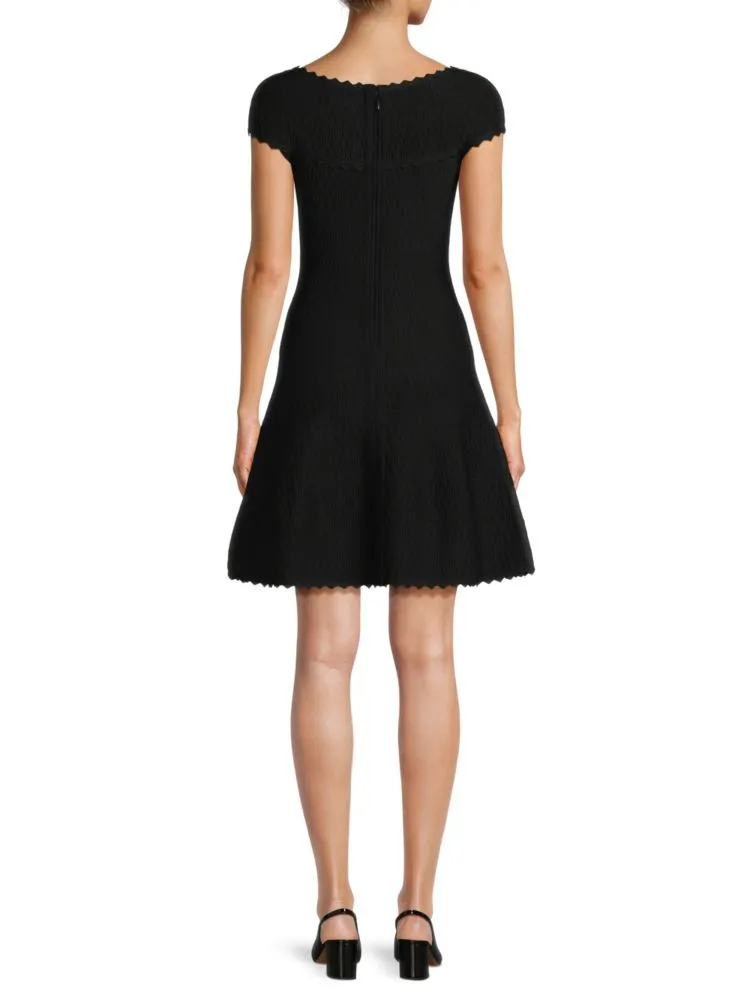 Hervé Léger textured flared dress, black