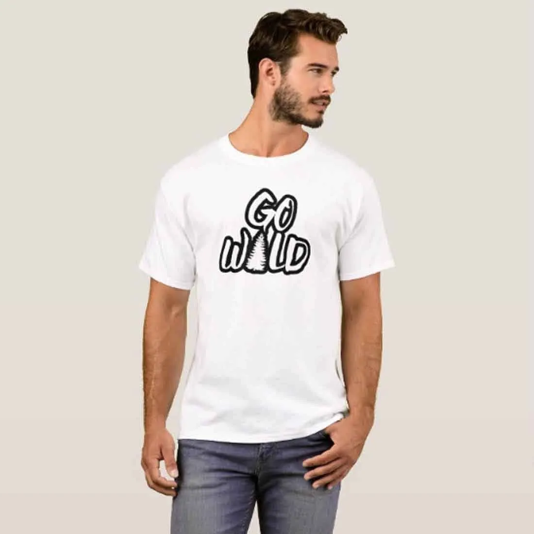 Nutcase Designer Round Neck Men's T-Shirt Wrinkle-Free Poly Cotton Tees - Go Wild
