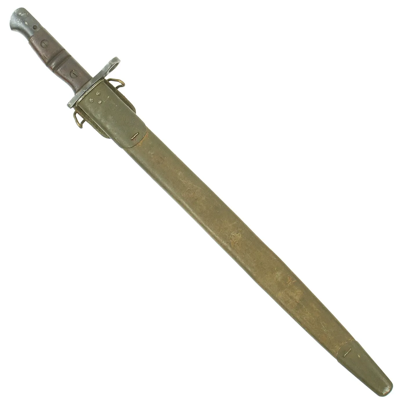 Original U.S. WWI M1917 Enfield Rifle Bayonet by Remington with First Pattern Maxim Patent Scabbard