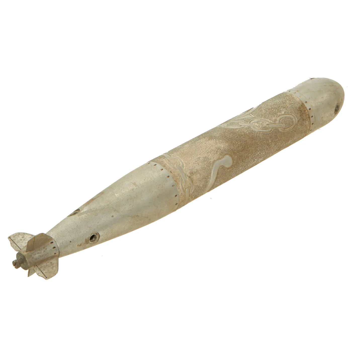 Original U.S. WWII US Navy Miniature Mk 14 Submarine Launched Anti-Ship Torpedo Trench Art