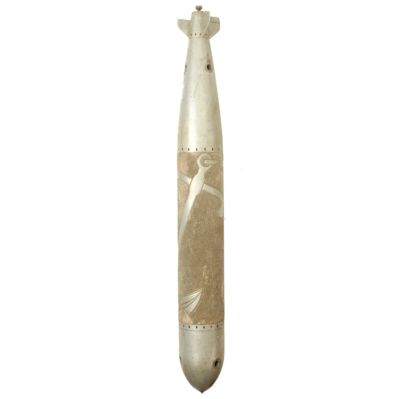 Original U.S. WWII US Navy Miniature Mk 14 Submarine Launched Anti-Ship Torpedo Trench Art