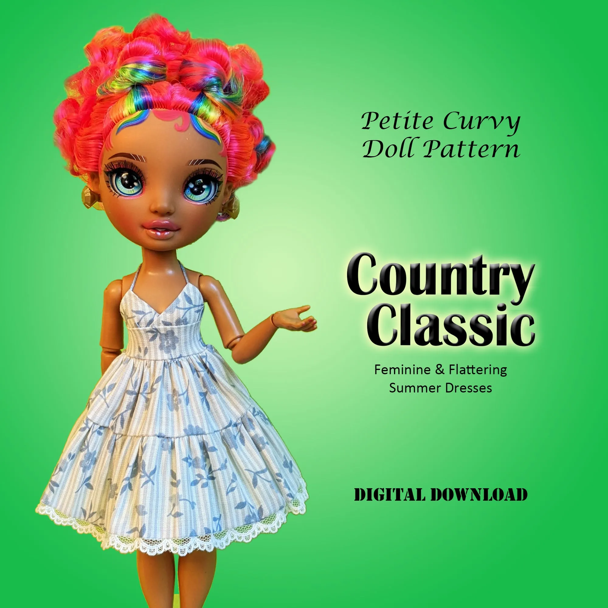 PC 10" Fashion Doll SUMMER SUNDRESSES Bargain Bundle - A collection of summery dress styles - Downloadable RAD Doll Clothes PDF Sewing Patterns