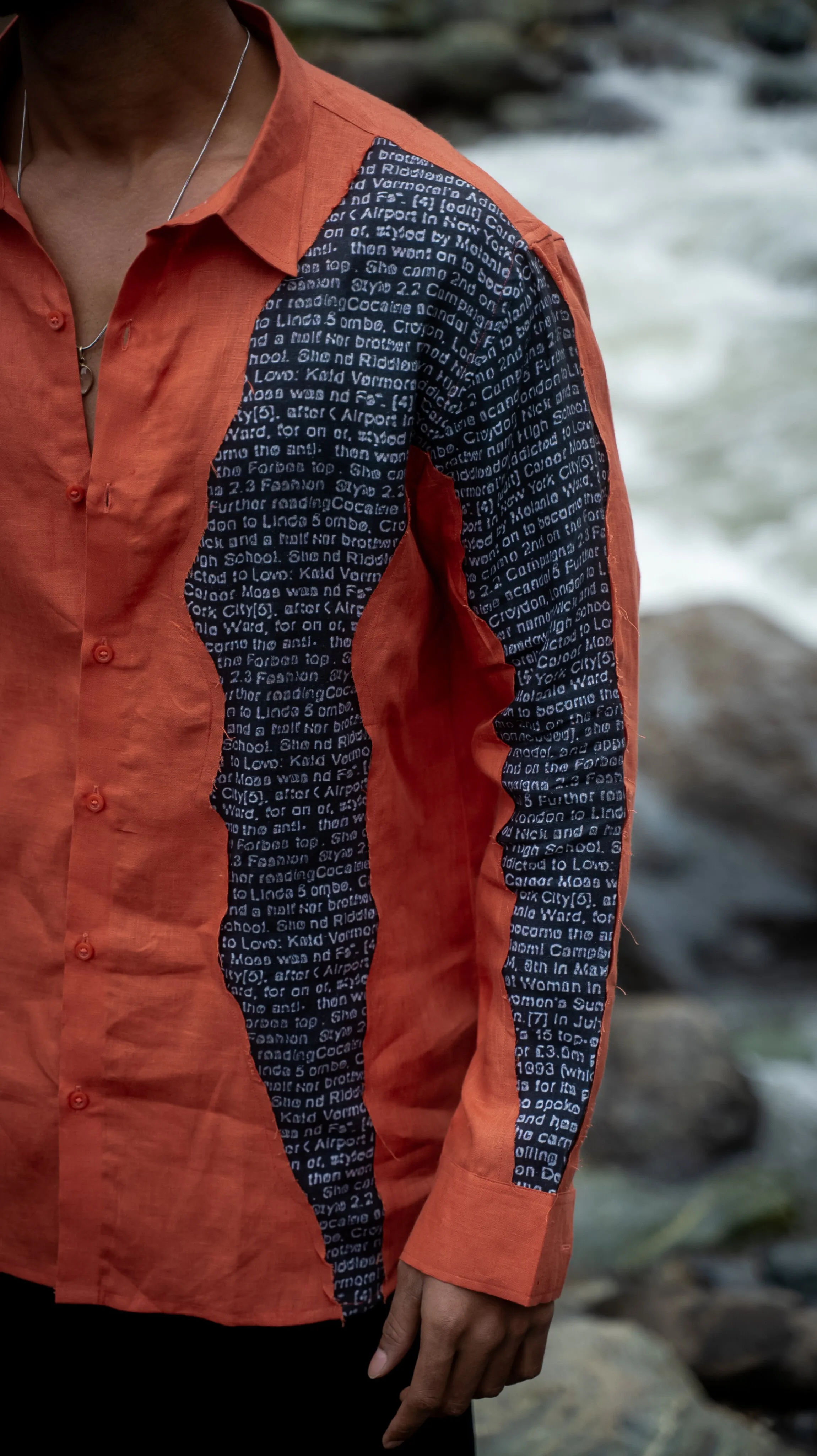 Tangerine Script Pure Linen Designer Shirt