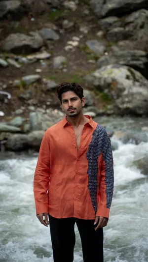 Tangerine Script Pure Linen Designer Shirt