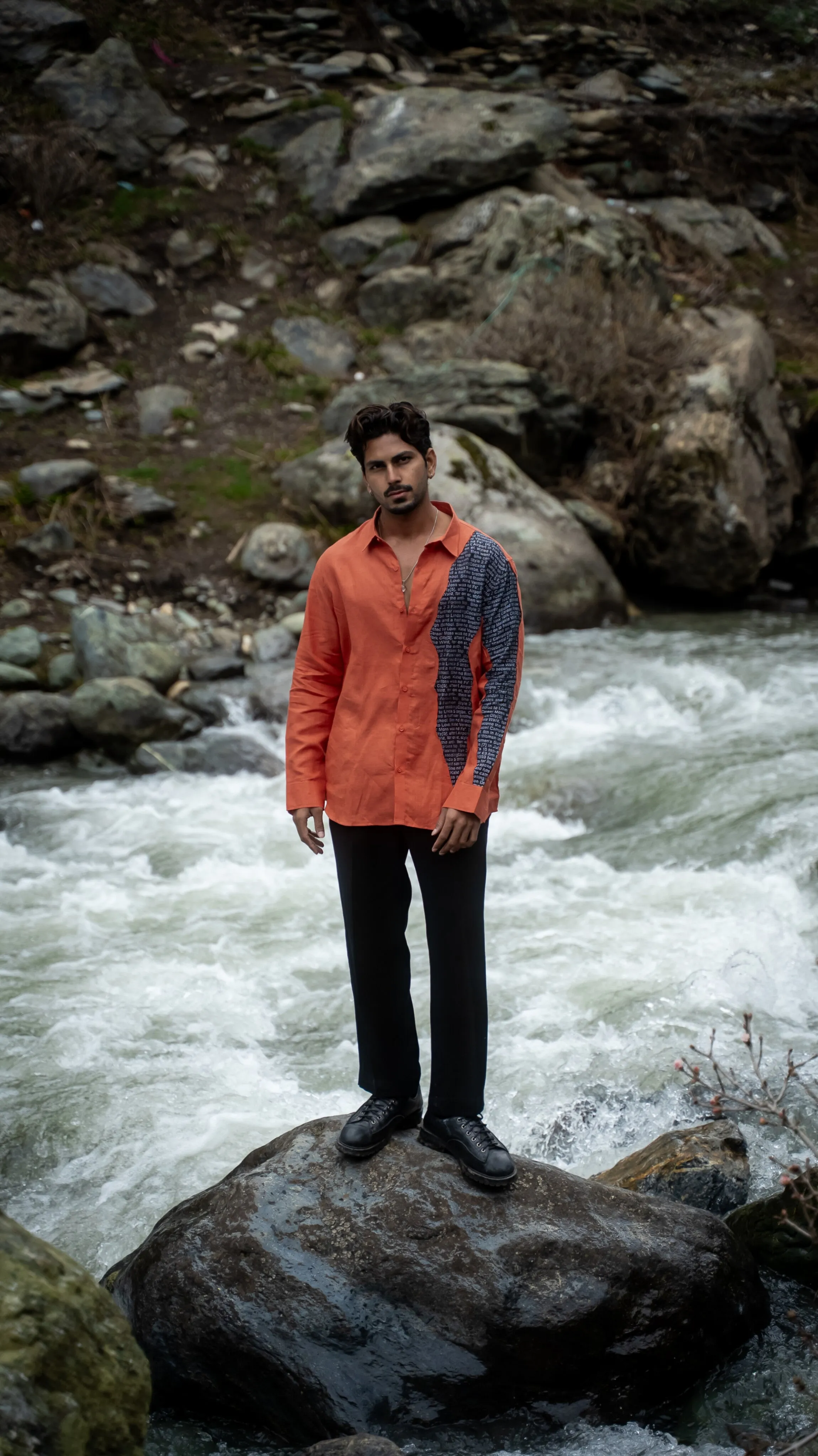Tangerine Script Pure Linen Designer Shirt