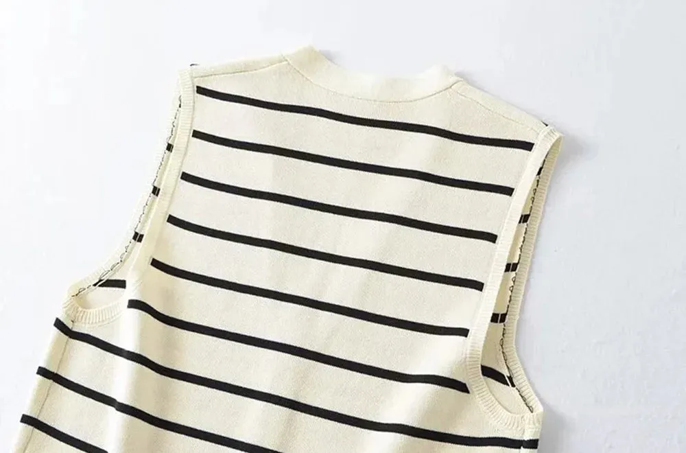 Vintage V Neck Sleeveless Female Waistcoat Chic Vest Tops