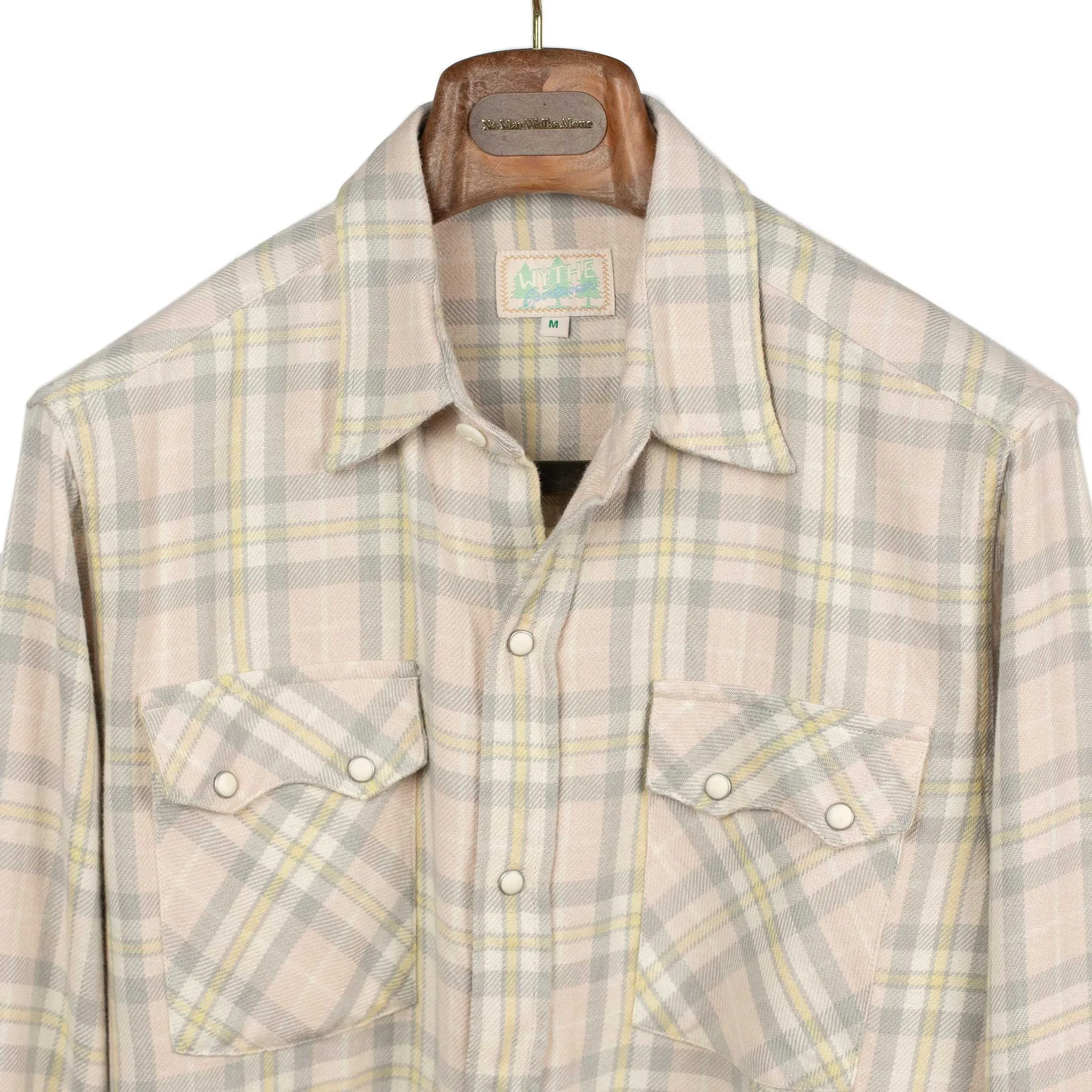 Washed flannel pearlsnap shirt in Abiquiu Sunset plaid cotton
